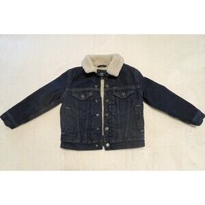 GAP Kids Sherpa Lined Denim Trucker Jacket Children's XS Dark Wash